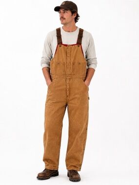 Vintage 90s Muleskins Insulated Duck Canvas Work Overalls USA Made Med Regular